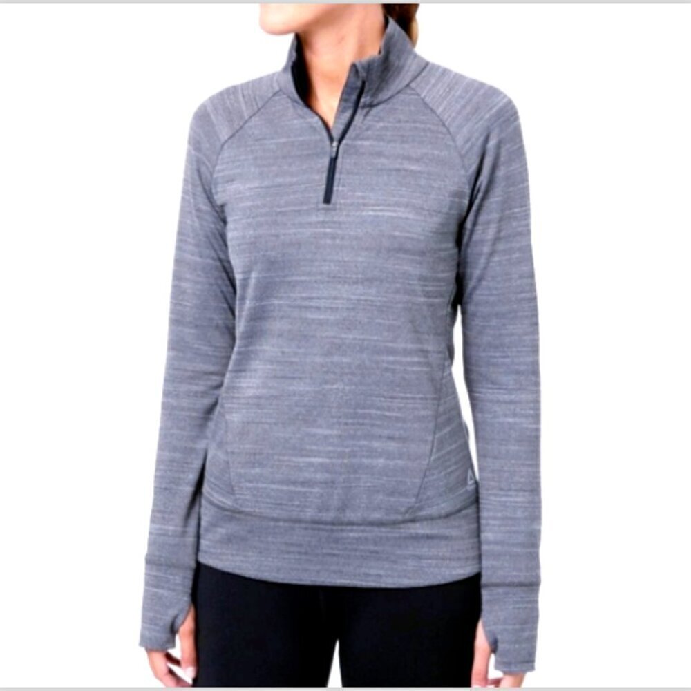 Reebok Women's 1/4 Zip‎ Long Sleeve Pullover Sz M Gray 143W